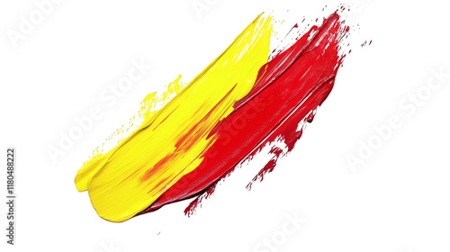 red and yellow brush stoke isolated on white background