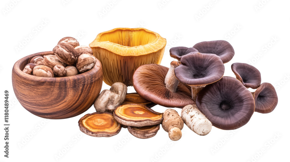 Reishi mushroom health concept isolated on white background Reishi mushroom health concept isolated on white background