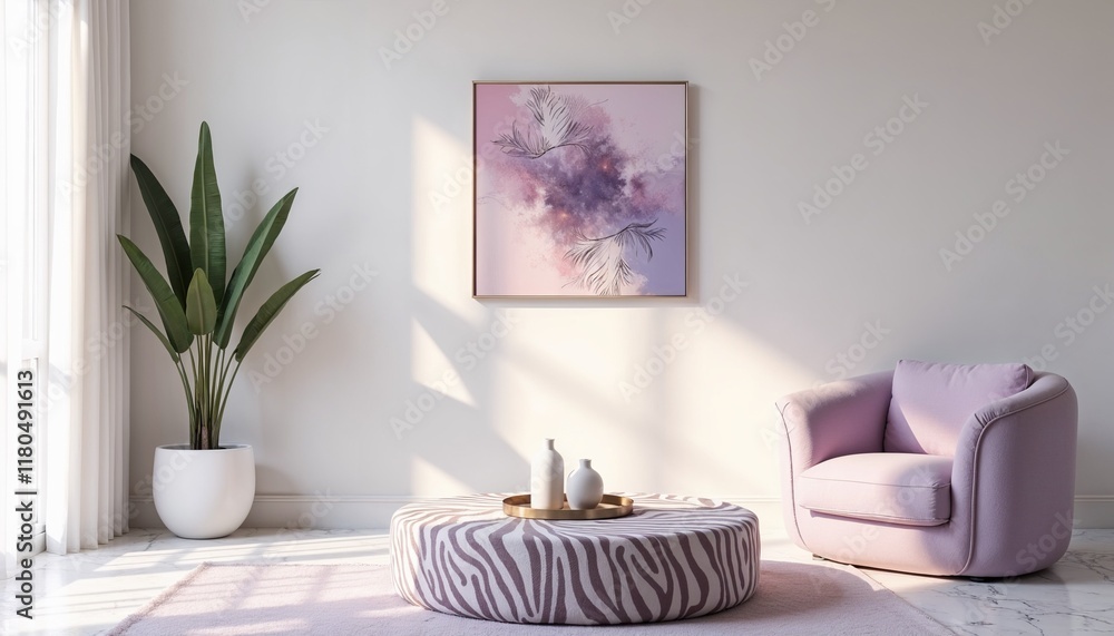 cozy corner with pastel armchair and abstract wall art cozy corner with pastel armchair and abstract wall art