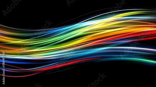 Abstract Colorful Waves Flowing Dynamically Across Dark Background