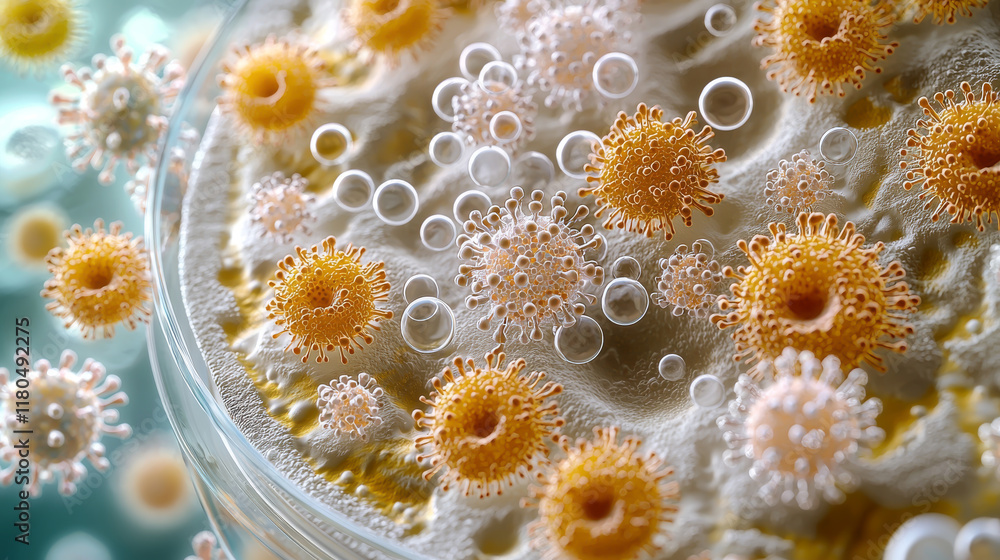 Microscopic View Of Viruses In A Petri Dish Microscopic View Of Viruses In A Petri Dish