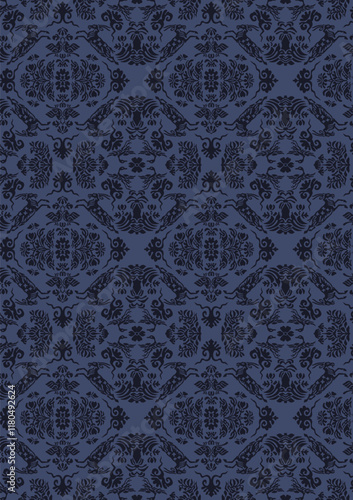 Blue Classical Ornate Pattern Vector Graphic