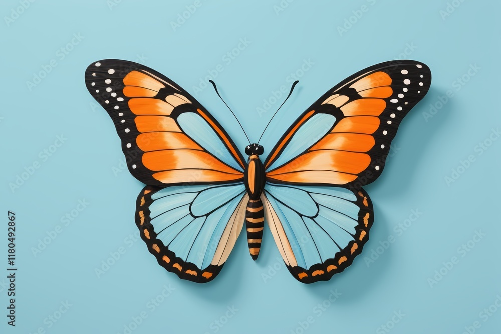 Obraz premium there is a butterfly that is sitting on a blue surface