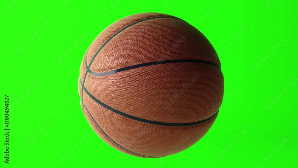 Basketball rotating isolated on green screen background. Standard orange basket ball. Perfect for sports advertising Basketball rotating isolated on green screen background. Standard orange basket ball. Perfect for sports advertising