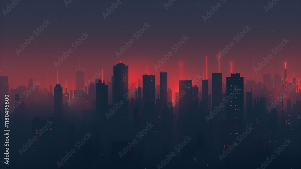 Fototapeta premium Smooth Gradient from Black to Dark Gray with Neon Hints for Urban Night Ambiance