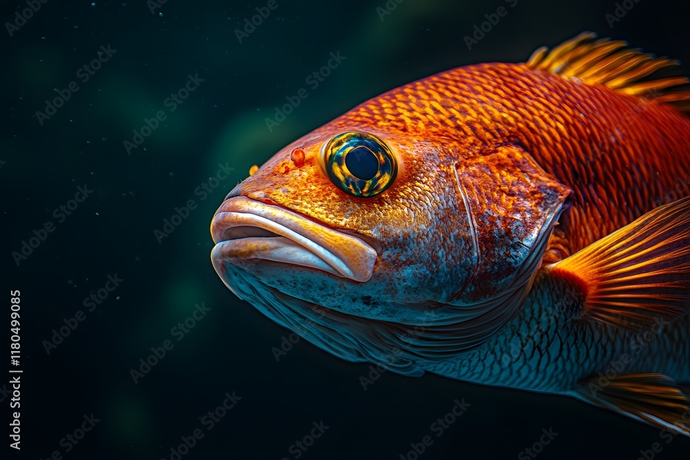 Close-up of a Red Fish in Water Close-up of a Red Fish in Water