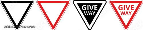 triangular yield or give way sign set