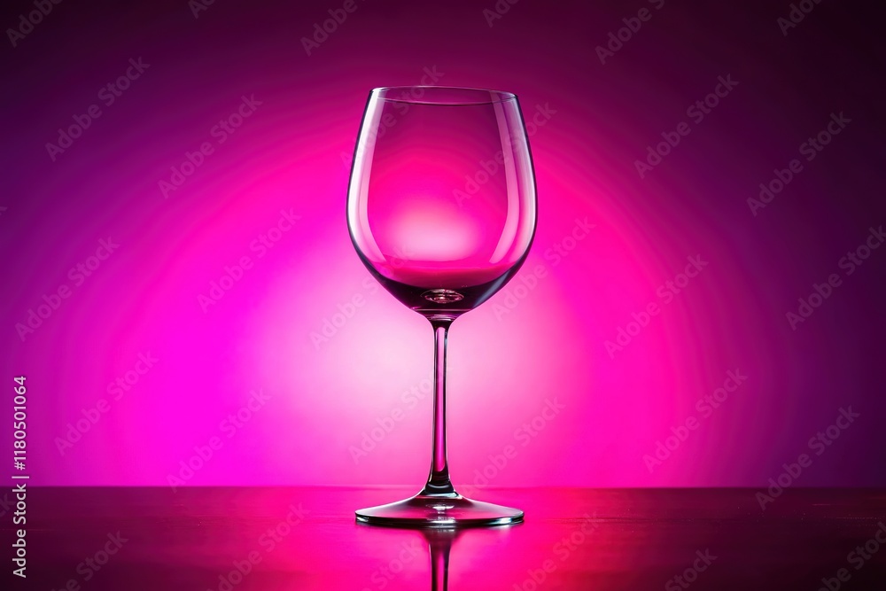 Empty Wine Glass on Pink Background - Design & Promotion Empty Wine Glass on Pink Background - Design & Promotion