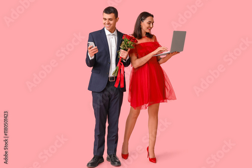 Young couple with mobile ph...