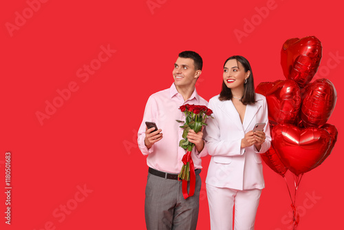 Young couple with mobile ph...