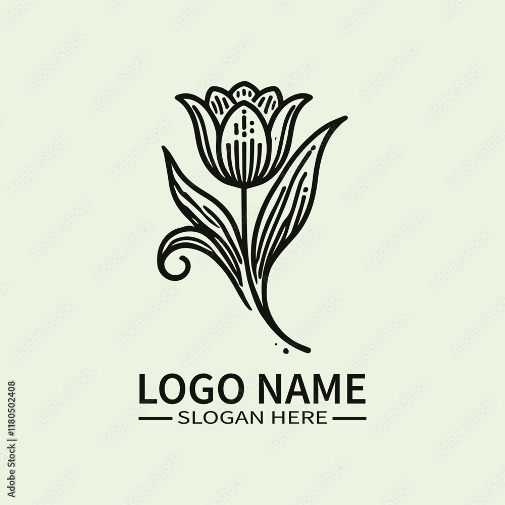 Fototapeta premium Tulip Flower Logo Design, Elegant Tulip Logo, Floral Logo with Tulip, Spring Tulip Logo, Dutch Tulip Logo