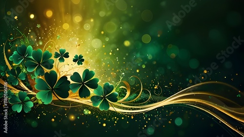 Green St. Patrick's Day abstract background shamrocks Irish
