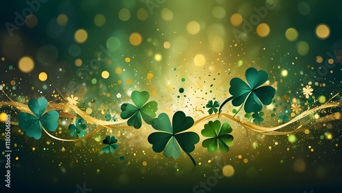 Green St. Patrick's Day abstract background shamrocks Irish