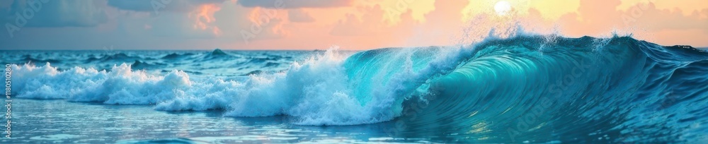 Fototapeta premium Tropical wave color background with ocean waves, nature, water, waves