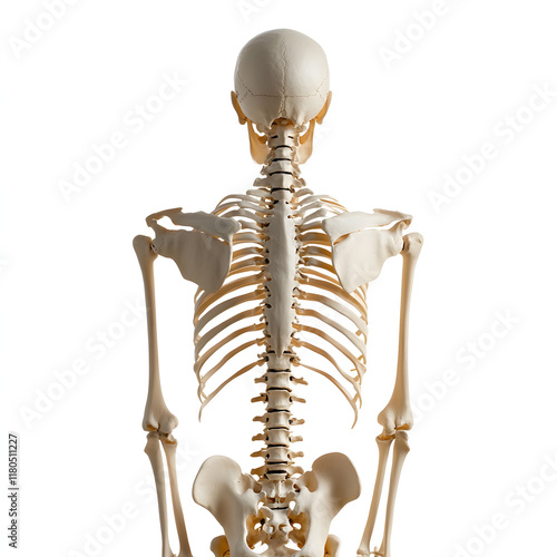Human Skeletal Anatomy: Posterior View of the Spine, Ribs, and Pelvis, Detailed Bone Structure