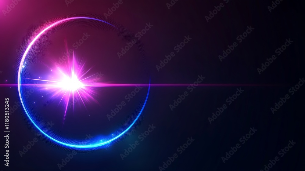 Obraz premium Abstract Neon Circle Light Burst Design