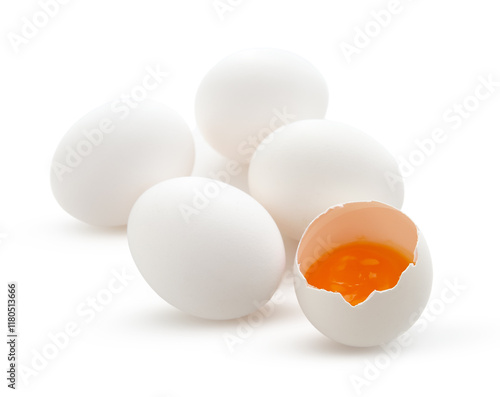Fresh white chicken eggs wi...
