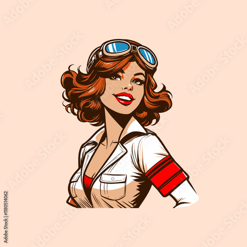 retro style pinup girl cover poster vector	
