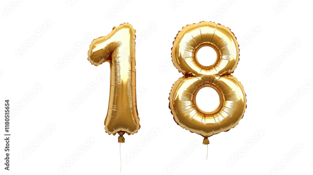 Obraz premium Number 18 balloon transparent background