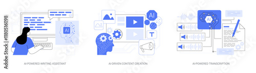 AI-enhanced Content Creation tools abstract concept vector illustrations.