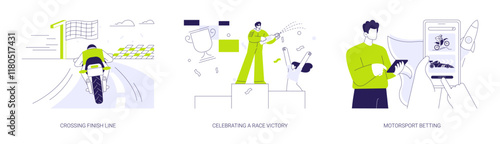 Motorsport championship abstract concept vector illustrations.