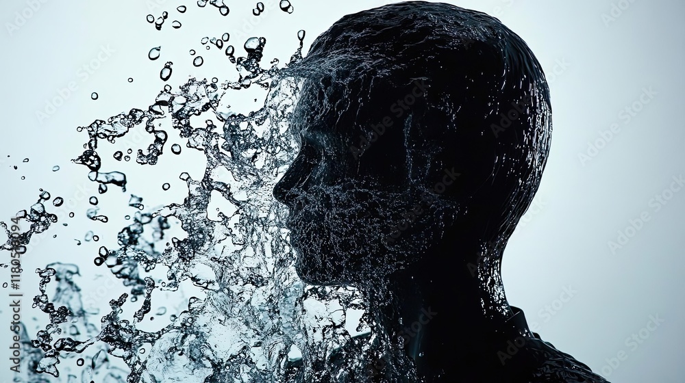 Fotografie Abstract Water Sculpture Human Form Emerging