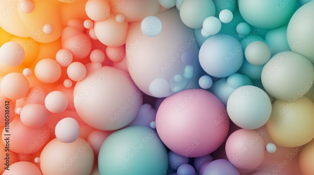Pastel-colored spheres create a dreamy, abstract background. Pastel-colored spheres create a dreamy, abstract background.