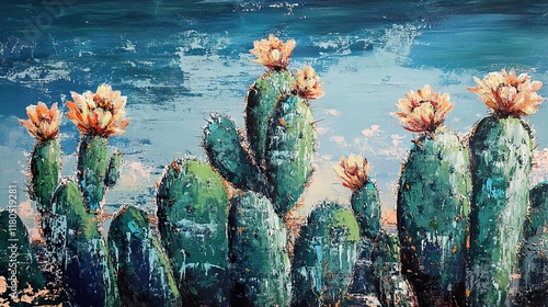 Desert Bloom: Vibrant Cactus Painting photo