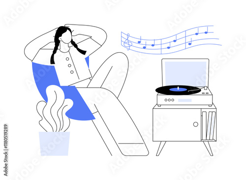 Listening to vinyl isolated cartoon vector illustrations.