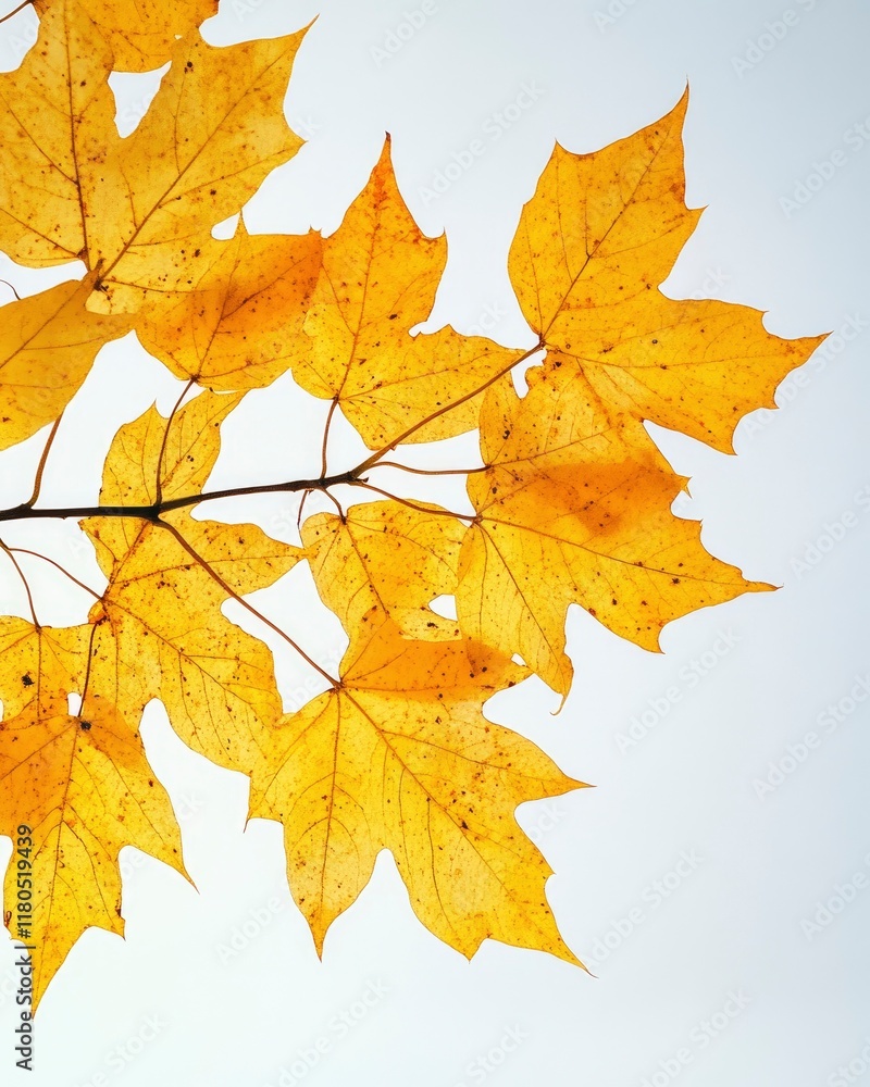 Golden, yellow leaves against a white background, high-definition photography, real photographic texture, high resolution. Golden, yellow leaves against a white background, high-definition photography, real photographic texture, high resolution.