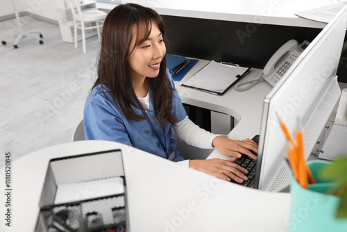 Female Asian medical intern...