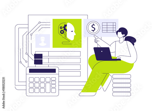 AI-Backed Payroll and Benefits Management abstract concept vector illustration.