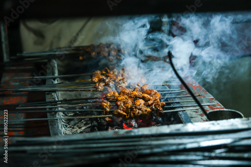 Delicious grilled port, beef or yak on stove ready to serve. photo