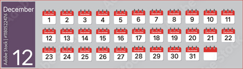December calendar made with numbers in the shape of icons (illustration)
