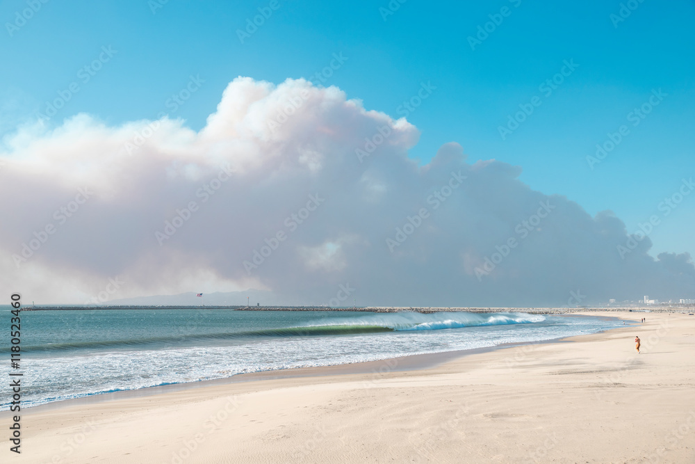 Palisades Los Angeles California Fire on the beach Palisades Los Angeles California Fire on the beach
