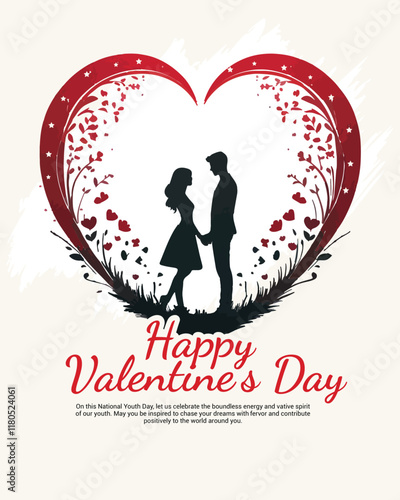 Happy Valentines Day with a romantic love social media post template banner
