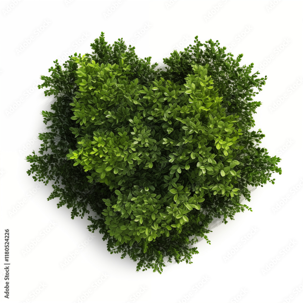Obraz premium HeartShaped Bush Top View Green Foliage Garden Plant
