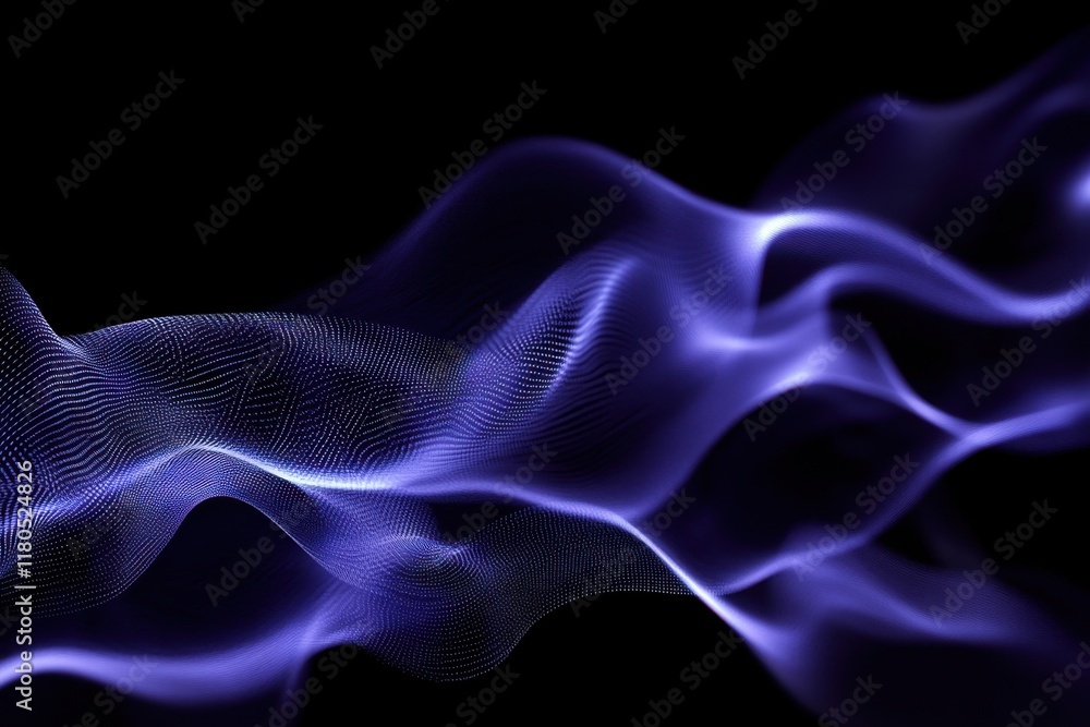 Obraz premium Abstract Dark Shiny Violet Light Waves in Motion, Elegant Flow of Energy with Glossy Lines.