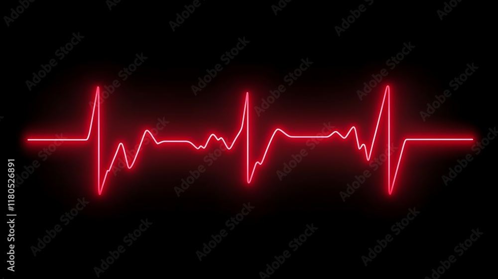 Red Neon Heartbeat Pulse Line Graphic Design Red Neon Heartbeat Pulse Line Graphic Design