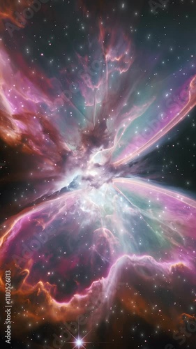 Exploring the stunning beauty of a colorful nebula illuminated by distant stars in deep space