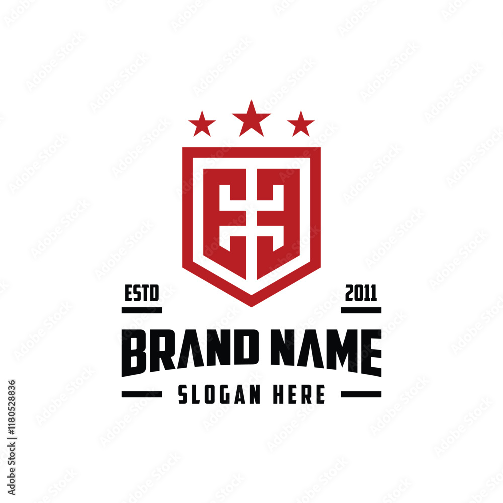 letter EE monogram shield star logo design vector template letter EE monogram shield star logo design vector template