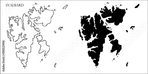 Svalbard Blank Map, Svalbard Map Outline Vector Images