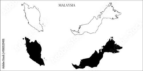 Malaysia Blank Map, Malaysia Map Outline Vector Images