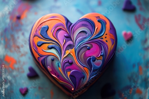 Vibrant Swirled Heart Shaped Artistic Creation photo