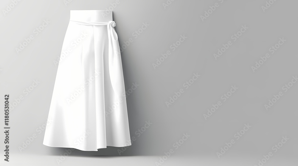 Clean white apron mock-up isolated on soft gray background, empty, crisp, and ironed, with a slight fold at the bottom. Ironshade. Illustration Clean white apron mock-up isolated on soft gray background, empty, crisp, and ironed, with a slight fold at the bottom. Ironshade. Illustration