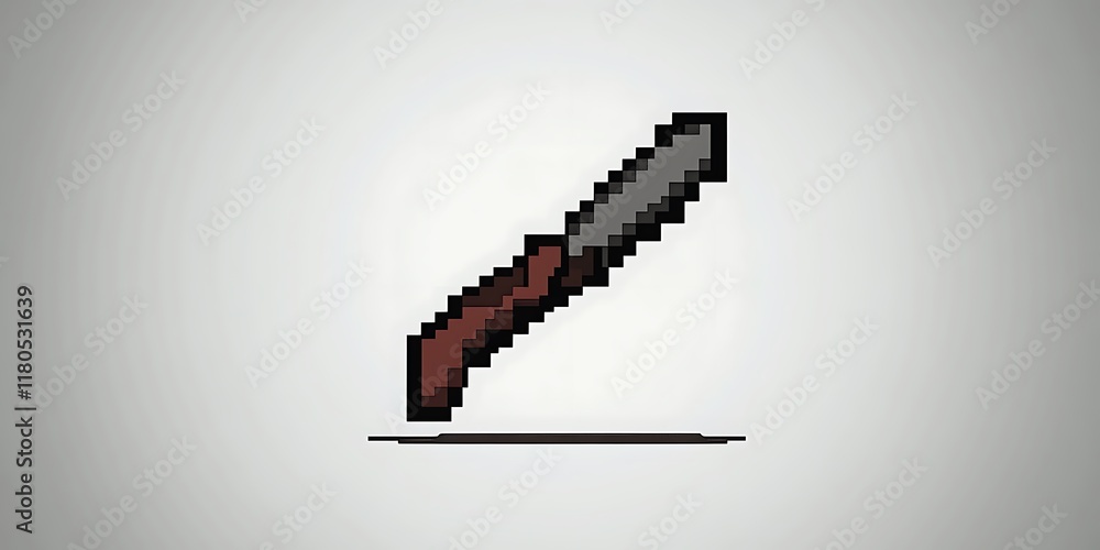 Pixel art illustration of a knife. Pixel art illustration of a knife.