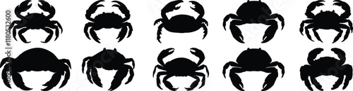Crab silhouette set vector design big pack of sea illustration and icon
