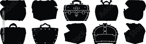 Pirate silhouette set vector design big pack of chest illustration and icon