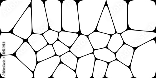 Abstract black-and-white pattern resembling irregular, connected polygonal shapes, creating a mosaic-like, organic structure.