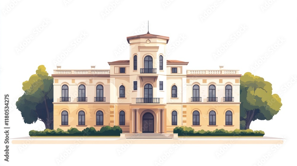Fototapeta premium Grand mansion, classical architecture, estate.